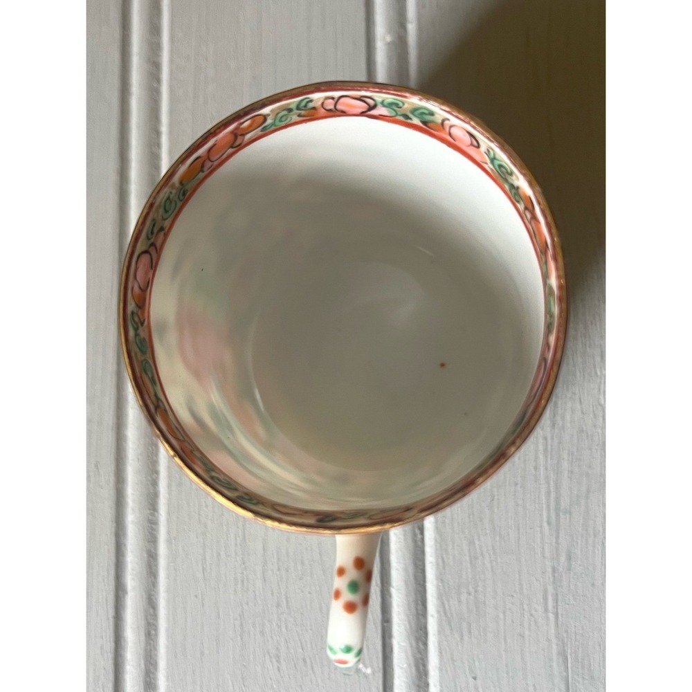 Famille Rose Medallion Chinese Porcelain Demitasse Cup Vintage Stamped Colorful - Picture 7 of 10